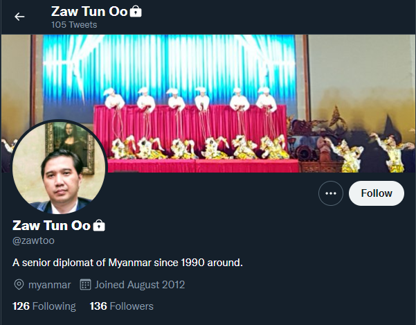 nicholas6284's tweet photo. Zaw Tun Oo is the Deputy Director General in Foreign Affairs Protocol Dept, MFA under SAC. He just tweeted this threatening tweet to Ko Min Ko Naing &amp; NUCC members.
#WhatsHappeningInMyanmar https://t.co/sQOuacbRsT