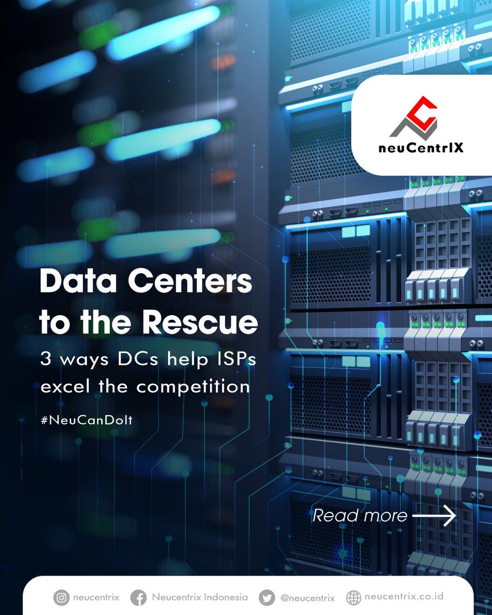 neucentrix's tweet photo. Di zaman yang digital-driven, segala hal dari pekerjaan, pendidikan, kesehatan, &amp; bisnis jadi sangat bergantung pada internet. Hal yang wajar ketika customer terus mencari penyedia layanan internet yang bisa diandalkan, tapi tetap murah.

#neuCentrIX #NeuCanDoIt
#DataCenter https://t.co/tzGuVjXzGy