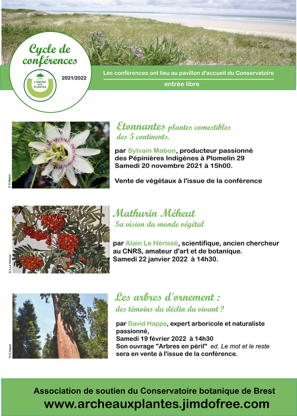 Très heureux de participer en février 2022 au cycle des conférences organisée par l'Arche des Plantes à Brest. J'y évoquerai les #arbresenpéril