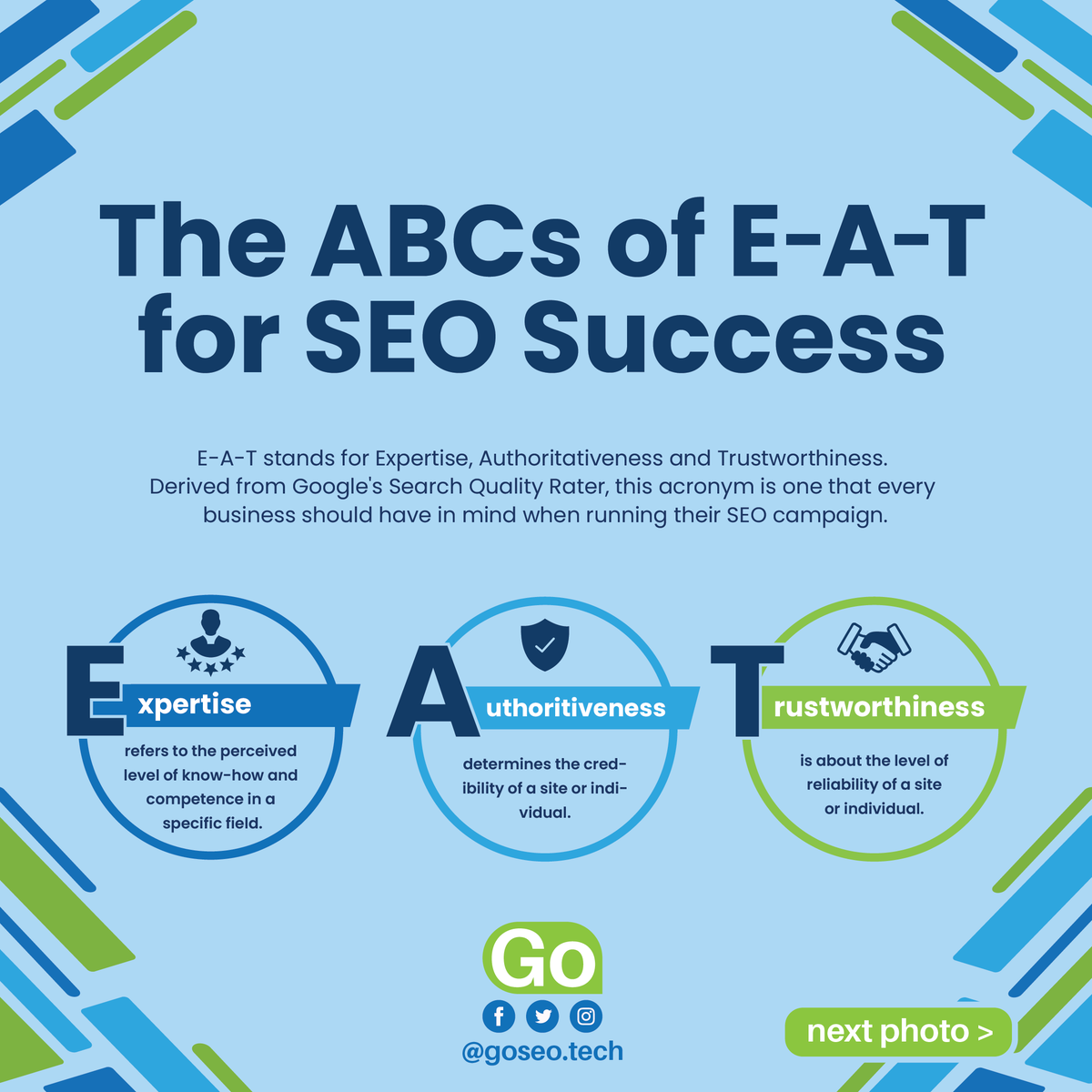 goseo_tech's tweet photo. The explosion of digital content has made it challenging for search engines to differentiate valuable content from the fluff.
Follow these easy way to optimize your content for search engines.
#GoSEO #GoDigital #SEO #searchengineoptimaztion https://t.co/kmOPiEVFoU