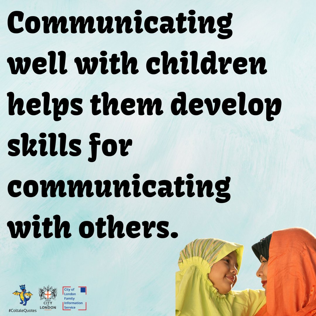 SqMileFamilies's tweet photo. #ColtaleQuotes | Give your baby or child your full attention to encourage them to talk to you -focus on body language and tone.
Turn off phones, computers and televisions to show that you’re completely focused.
#ColtalesTopTips
#EYmatters
#EYtalking
#PositiveParentingTips https://t.co/u0uFEy4lRJ