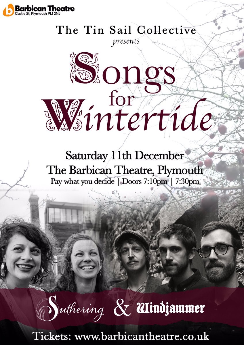 It’s the most wonderful time of the year! Behold a new collaboration between @sutheringmusic and @windjammerband for an evening festive Christmas cheer, folk style! Hosted by @barbican_theatre in #plymouth TICKETS: barbicantheatre.co.uk/whats-on/songs…