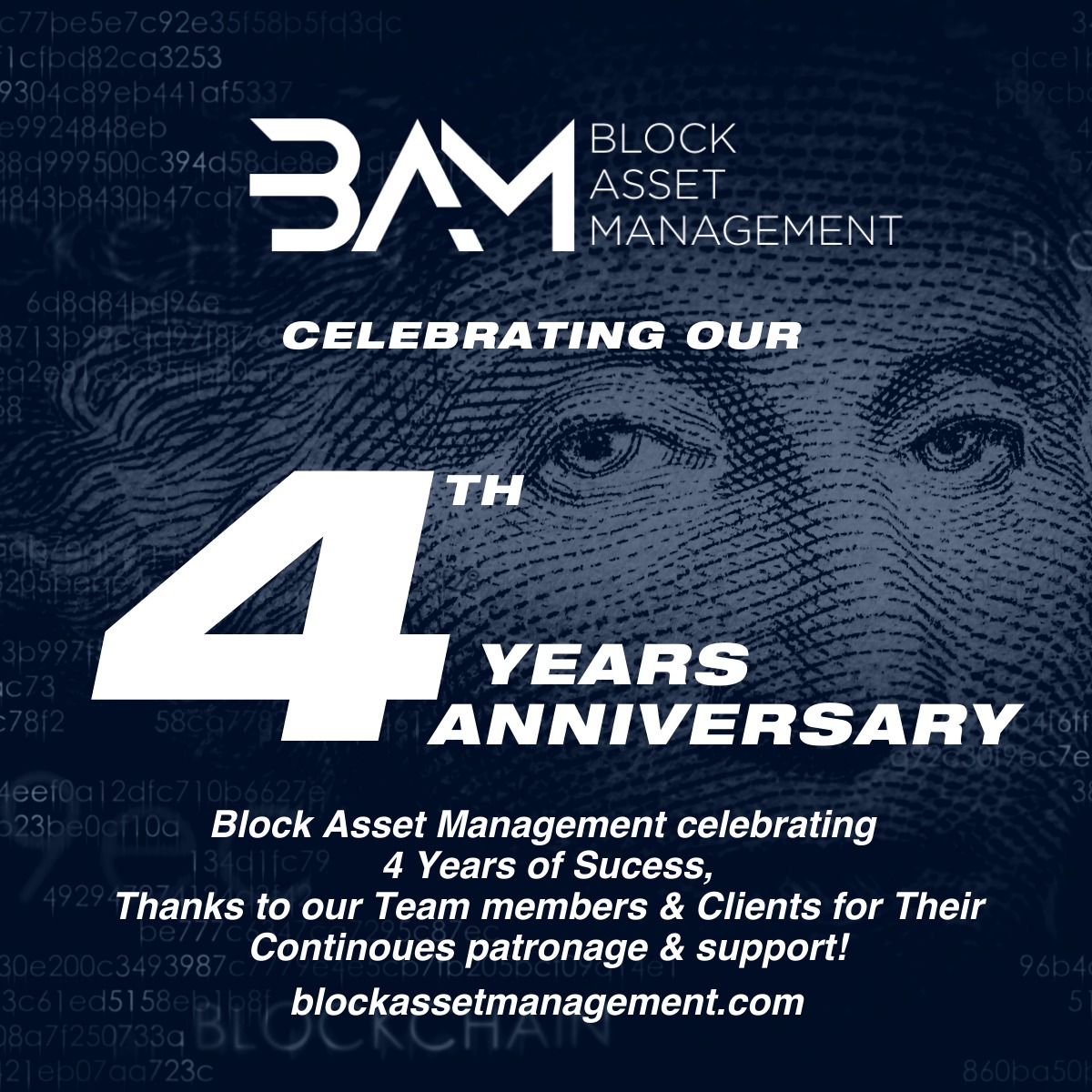 blockassetmgmt's tweet photo. BLOCK ASSET MANAGEMENT is proudly celebrating its 4th anniversary of providing excellent service.
#blockassetmanagement #crypto #startup #people #digitalassets #assetmanagement #fundoffunds #team #success https://t.co/SYa0MKTQPM
