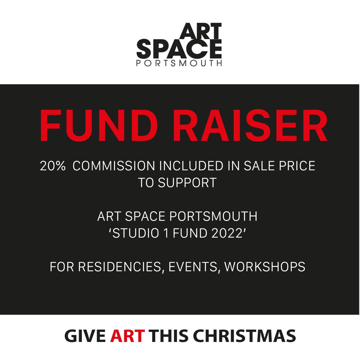 ArtSpacePompey's tweet photo. Buy Art this Christmas
Pop-Up Shop + Gallery 4/5 &amp; 11/12 December, 11-4
An eclectic mix to suit all tastes from £1-£10,000! 20% of sales goes towards ‘Studio 1 Fund’
#portsmouth #southsea #popupshop #christmasshop #artsale https://t.co/w0foB1LJDG