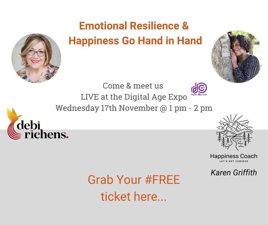 misskg41's tweet photo. @debi_richens Emotional Resilience Coach and @misskg41 Happiness &amp; Wellness Coach are hosting a #FREE event:

“Emotional Resilience and Happiness Go Hand in Hand”

We would love you to attend? 

The tickets are #FREE, you will find the link below...

#mentalhealth #happiness https://t.co/bJSil7cZnE