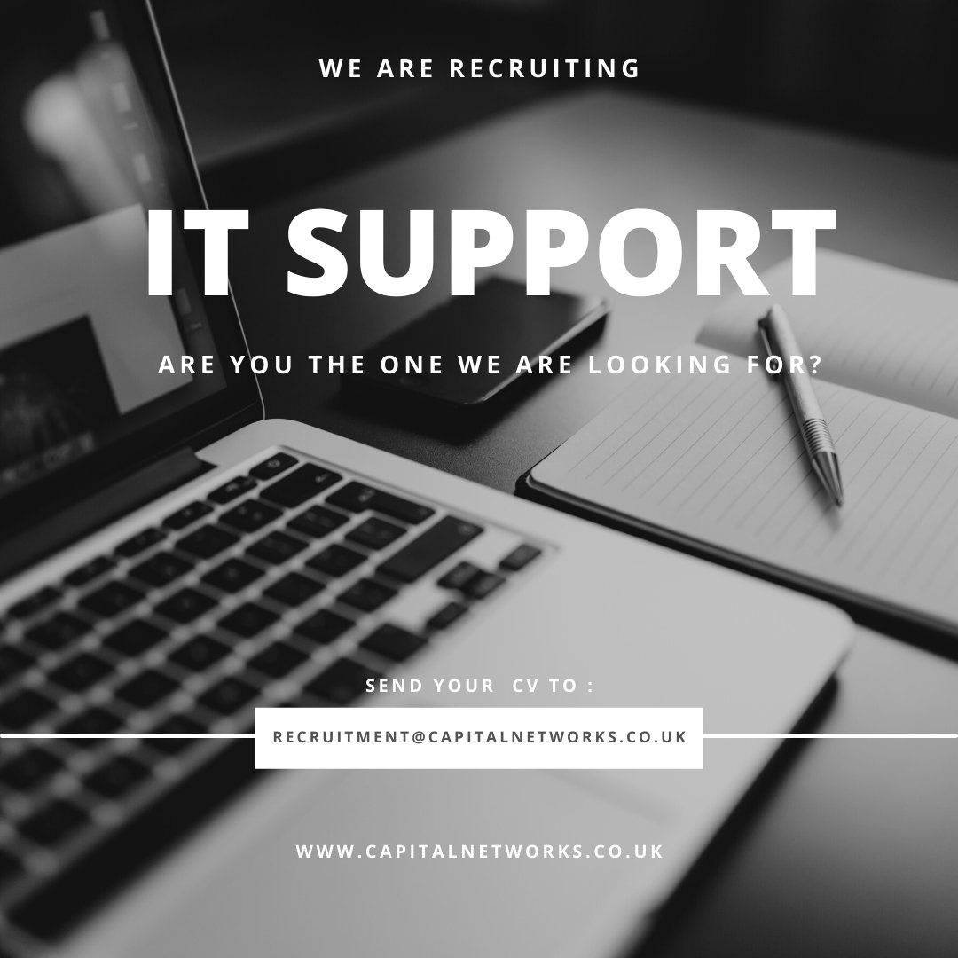 CapNetSols's tweet photo. We are Recruiting | 1st/2nd line #ITSupport #ServiceDesk #ITHelpdesk engineers to join our fast paced team https://t.co/Wtb3zp5lr8 https://t.co/DiDrTumNwH