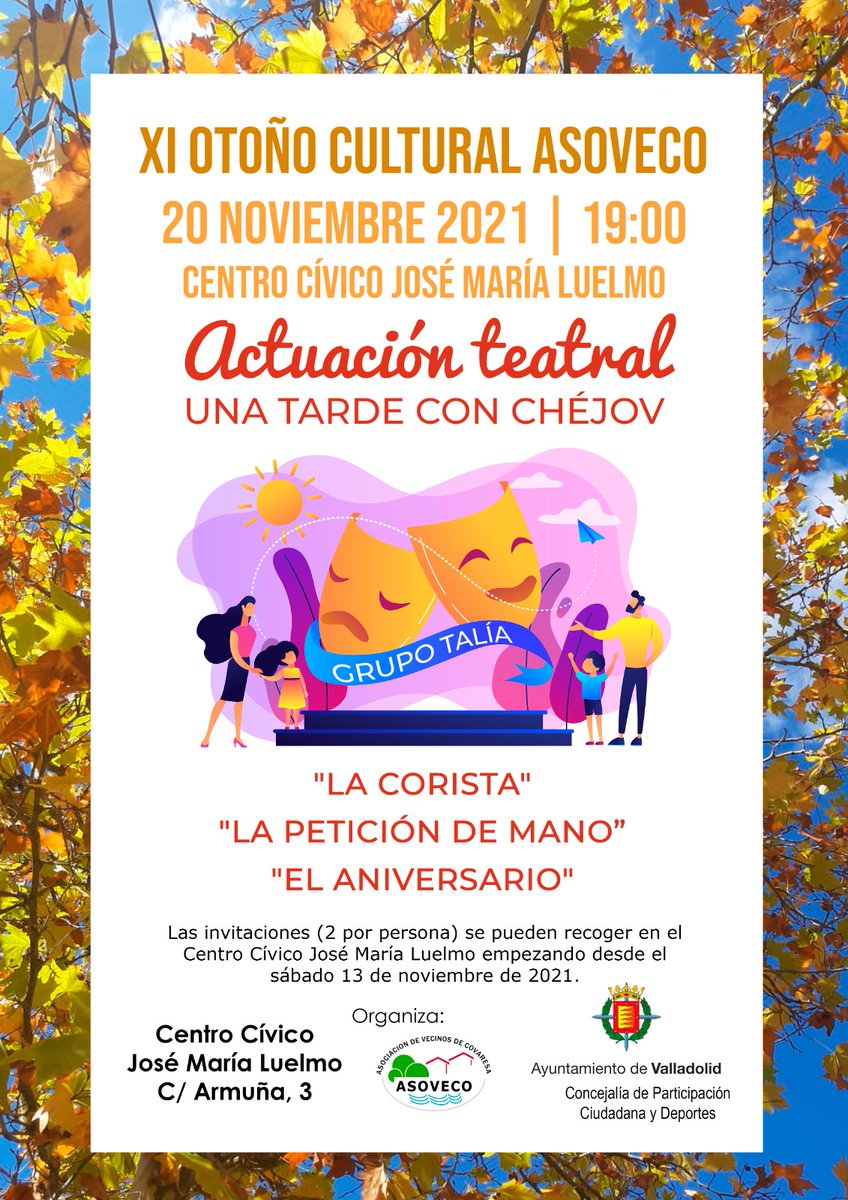 Asoveco's tweet photo. ASOVECO sigue con su Otoño Cultural, el próximo sábado. Os esperamos. https://t.co/9wczyZky7r