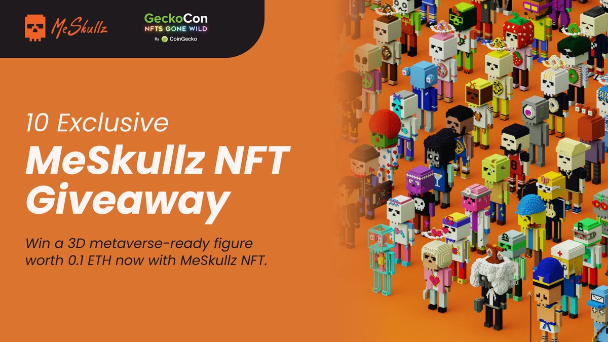 coingecko's tweet photo. Underneath skin &amp; tissue, we are just bones &amp; skulls. Meet MeSkullz, a Metaverse-ready 3D figure created by generative algorithm &amp; mintable as a NFT.☠ On 17-19 Nov 2021, MeSkullz is giving away exclusive NFTs to 10 winners, each worth 0.1 ETH! ✨

Visit:
https://t.co/TRT5pYzpoO https://t.co/BeTWbz5S85