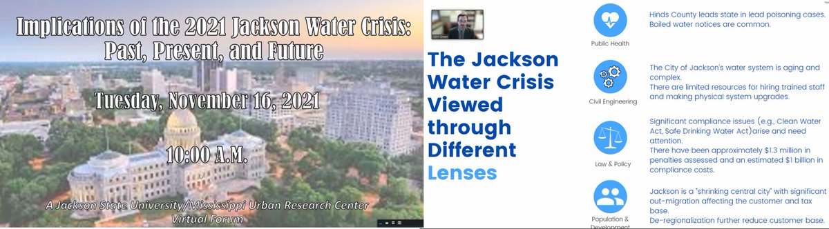 Important conversations happening now - Jackson Water Crisis - Past, Present and Future <a href="/SGLawCenter/">Sea Grant Law Center</a> <a href="/OleMissBMS/">BioMolecular Sciences</a> <a href="/olemissengineer/">Ole Miss Engineering</a> <a href="/so_dev_center/">Southern Rural Development Center</a> #JSU