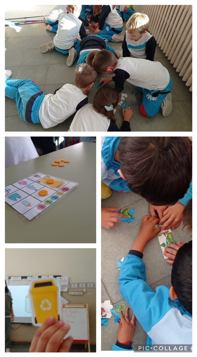 InfantilICM's tweet photo. Proyecto Eco-cole. 

Jugamos al Bingo del Reciclado y hacemos un puzzle de nuestro planeta Tierra. 

#P5
#aprenderjugando
#proyectoecocole

@colegioicm https://t.co/yHWGC3ia2H