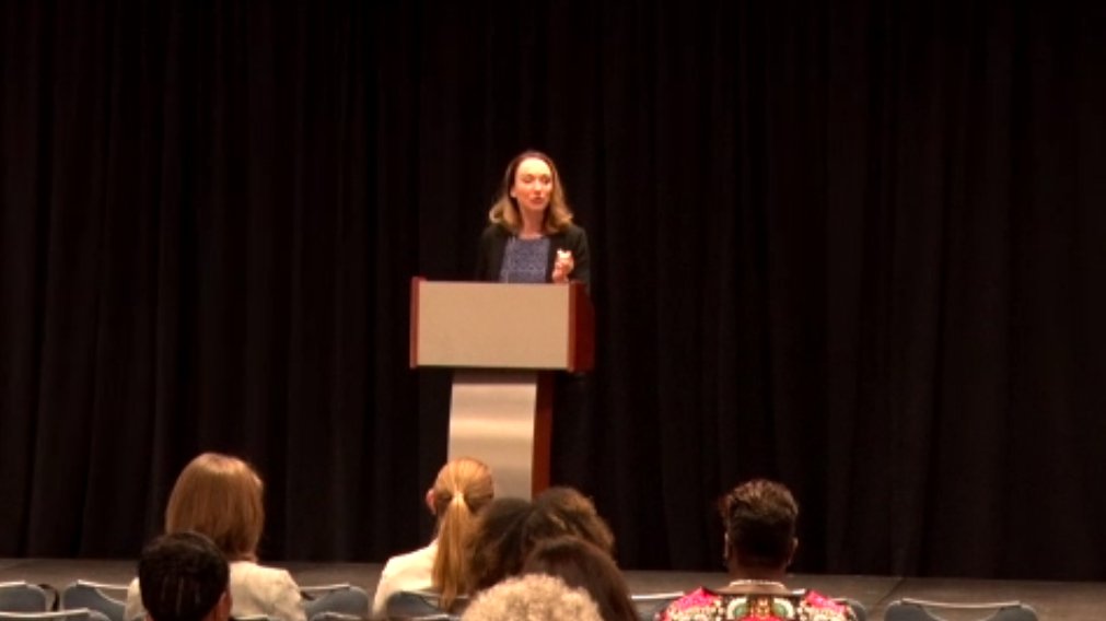 NCChamber's tweet photo. Robyn Lynne Norris (@robynlnorris) with Business Improv speaking about how being mindful of the energy and attitude we project can empower people to more intentionally build a personal brand and boost their career success. #WomenLeadNC https://t.co/RqXDTymRix