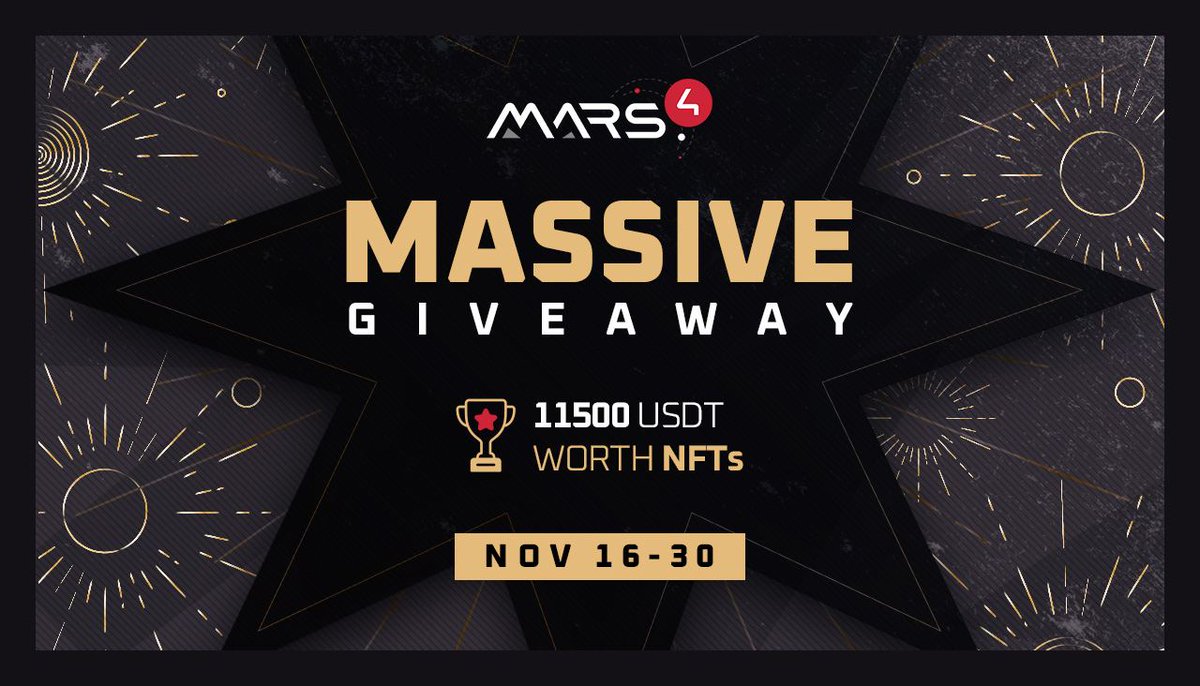 <a href="/mars4_me/">MARS4_me</a> has one more giant #NFTGiveaway to share with you, and this time let it be MASSIVE‼️💥💥

🏆 11500 USDT worth of #NFTs &amp; 20 winners
✨ ALL ways to enter HERE 👉 bit.ly/Mars4MASSIVE

#ETH #Giveaway #NFT #NFTCommunity #Metaverse
