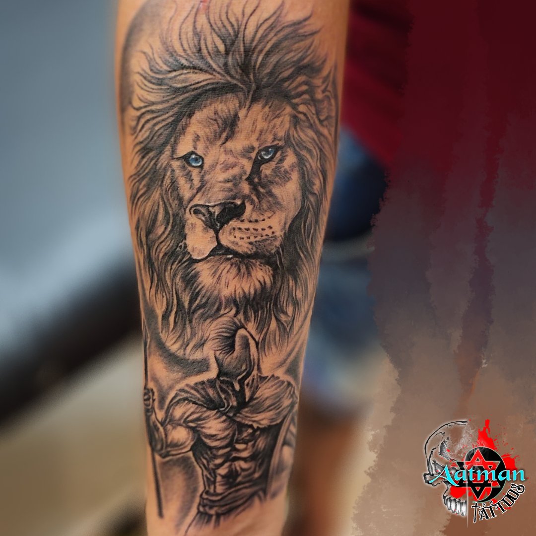 Lion spartan new tattoo  Tatuagens fixes Tatuagem na perna Tatuagem leão