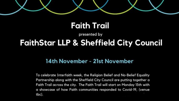 SheffCouncil's tweet photo. The Faith Trail continues in Sheff today, part of Inter Faith Week!
Visit St Matthew’s Church from 10am, Church of God of Prophecy from 11am & St Andrew’s Church from 3pm to learn and reflect on different faiths.
https://t.co/BXnmHttxDl
#InterFaithWeek2021 @FaithStarSheff https://t.co/97sYADq14p