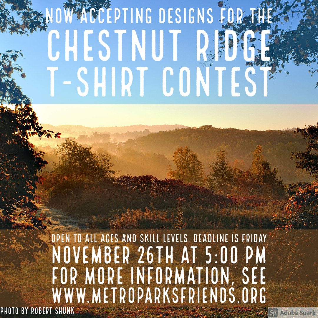 MetroParkFriend's tweet photo. Put on your creative hats! We are looking for help designing out Chestnut Ridge T-shirt! Check out our website for more details! https://t.co/V4dY6cXrAJ