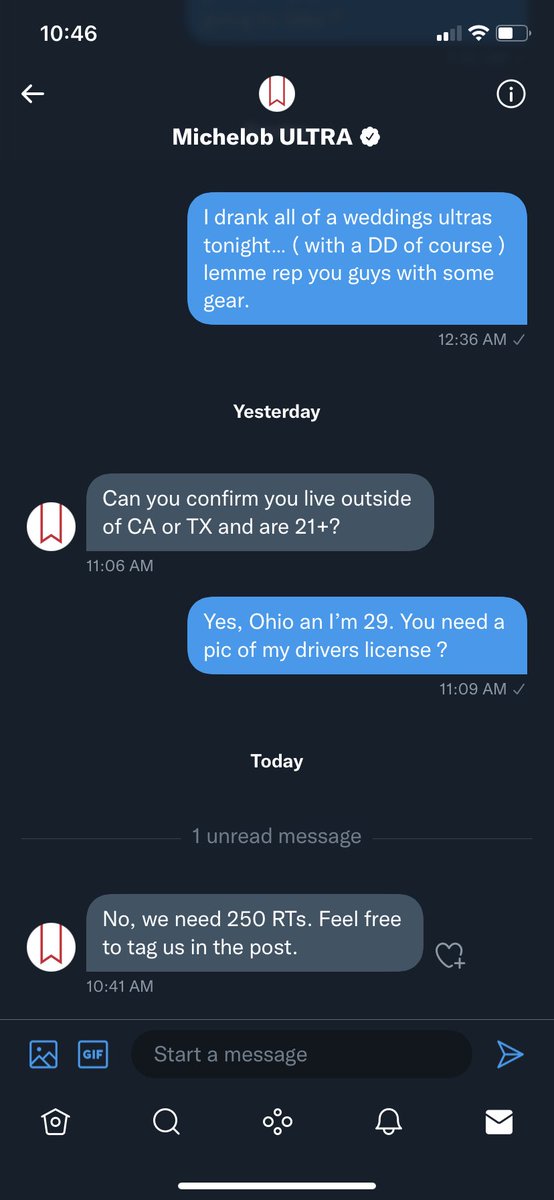 iamdtaylor14's tweet photo. Alright my Twitter friends, let’s get ultra to send me some of their dope merch!!! Help ya boy out!!! @MichelobULTRA https://t.co/5QBTA0dCMf