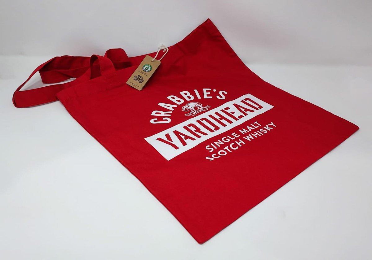 EvolveGroup4's tweet photo. Who doesn’t love a tote bag? We branded these wonderful red tote bags for Crabbies Yardhead Whiskey. Get in touch with us for all your branded merchandise needs #crabbies #brandedmerchandise #totebags https://t.co/3Vn44NzZvP