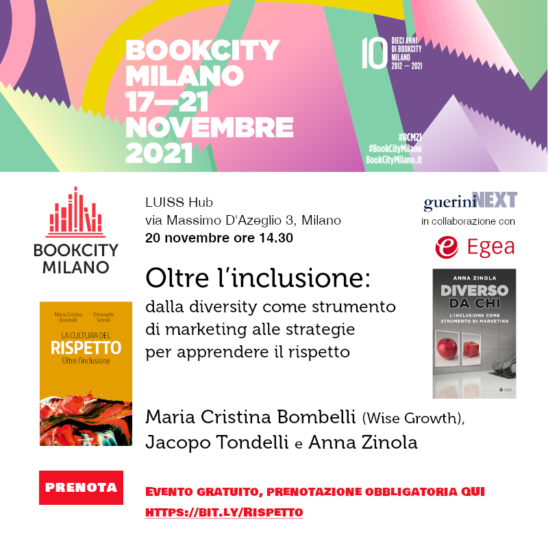 l nostro evento a BookCity Milano 2021 si avvicina! 📚
Sabato 20 novembre alle ore 14.30 Cristina Bombelli presenterà il libro "La Cultura del Rispetto" edito da <a href="/EdizioniGuerini/">EdizioniGuerini</a>. Per maggiori informazioni  visitate il nostro sito ➡️ lnkd.in/ePkFDe4d
#BCM21