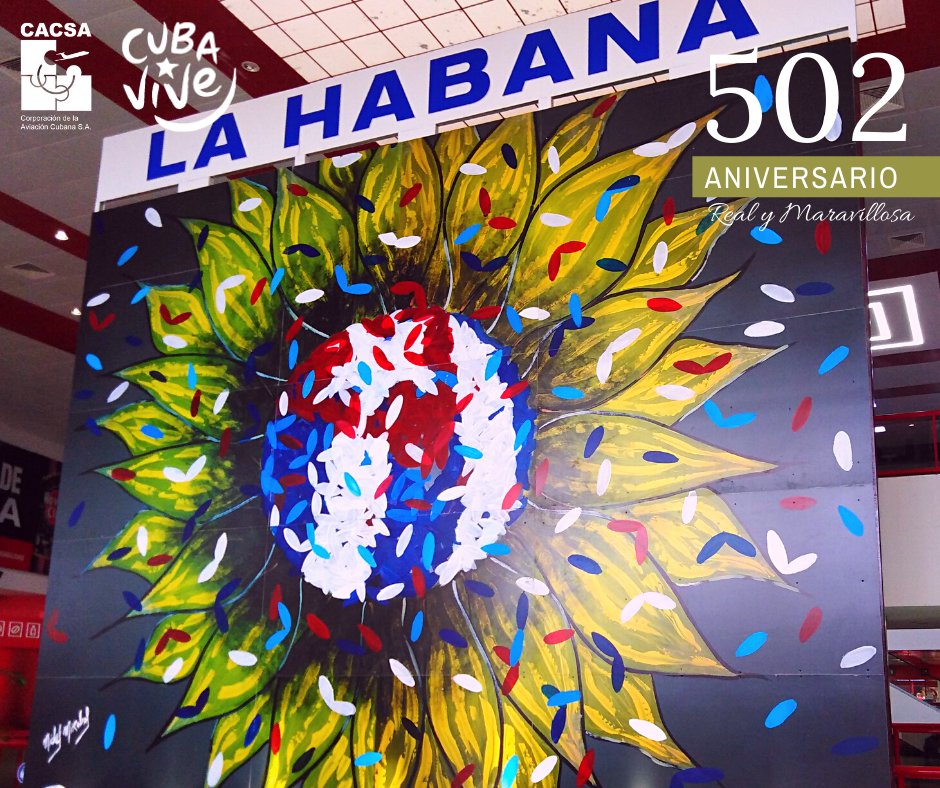 #AviaciónCubana | El Aeropuerto Internacional  "José Martí" de #LaHabana abraza a sus visitantes en el 502 Aniversario de la Ciudad con identidad y cubanía.
 🇨🇺🇨🇺🇨🇺🇨🇺🇨🇺
#CubaViveYRenace #CubaViveyAbraza
#CubaDestinoSeguro 🇨🇺