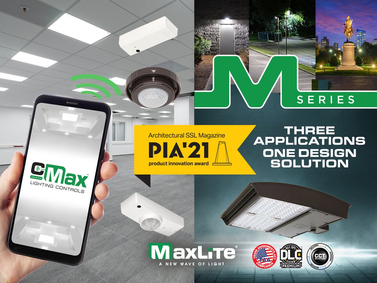 M SERIES AND C-MAX WIN PRESTIGIOUS ARCHITECTURAL SSL PIA PRODUCT INNOVATION AWARDS

MaxLite is proud to announce it is the Architectural SSL magazine Product Innovation Award (PIA) winner for its M Series Outdoor Lighting Fixtures and its c-Max Lighting Controls.