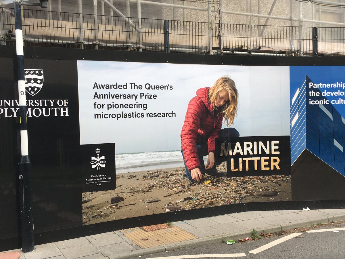 QEdPrizes's tweet photo. Spotted just outside Plymouth railway station: the #QAPrizes logo! 🔍

@PlymUni was awarded a Queen's Anniversary Prize in 2019 for its pioneering study into marine micro-plastics pollution and its impact on marine life and the food chain. #sustainability https://t.co/zALUnIg7fV