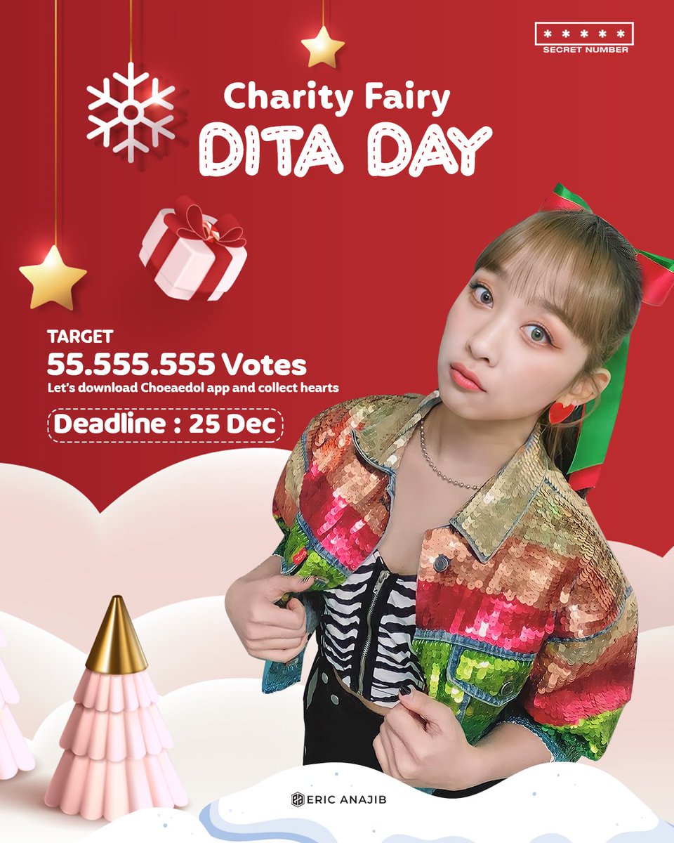 5N_Votes's tweet photo. 🦥[DITA CF]
LOCKEY! Let's get ready for a Charity Fairy project for our Dita. Collect your Ever Hearts starting now!✨

Cuz, the project will start on December 25 at 00:00 (KST) on the Choeaedol app and we need 55,555,555 million hearts to reach the target😯

LOCKEY Fighting!!!❣️ https://t.co/PqsF1YhQOP