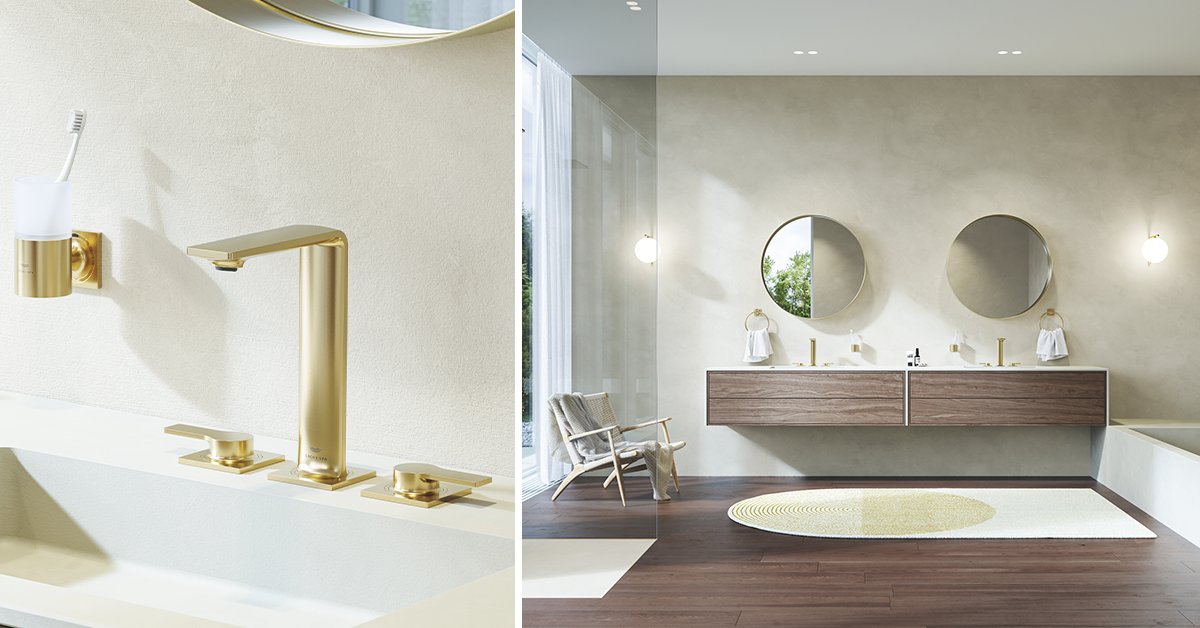 grohe's tweet photo. Tired of simple, functional washbasins? Our GROHE #Allure faucet in Brushed Cool Sunrise is the bold design statement you have been waiting for - without compromising on functionality! Precise control and great features in premium colour finishes for luxury spa moments at home! https://t.co/3HpNak1ros