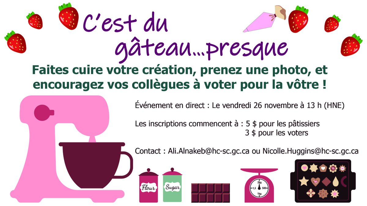 CSBHC2__DGSGSC2's tweet photo. Si vous cherchez une excuse pour céder à votre dent sucrée, la voici! 🍫 Profitez de l'événement délicieux « C’est du gâteau... presque » de la campagne (SC)2 pour déguster votre dessert préférée!

Inscrivez-vous ici: https://t.co/8C1WENhrL7 https://t.co/UTaZcRZmKq