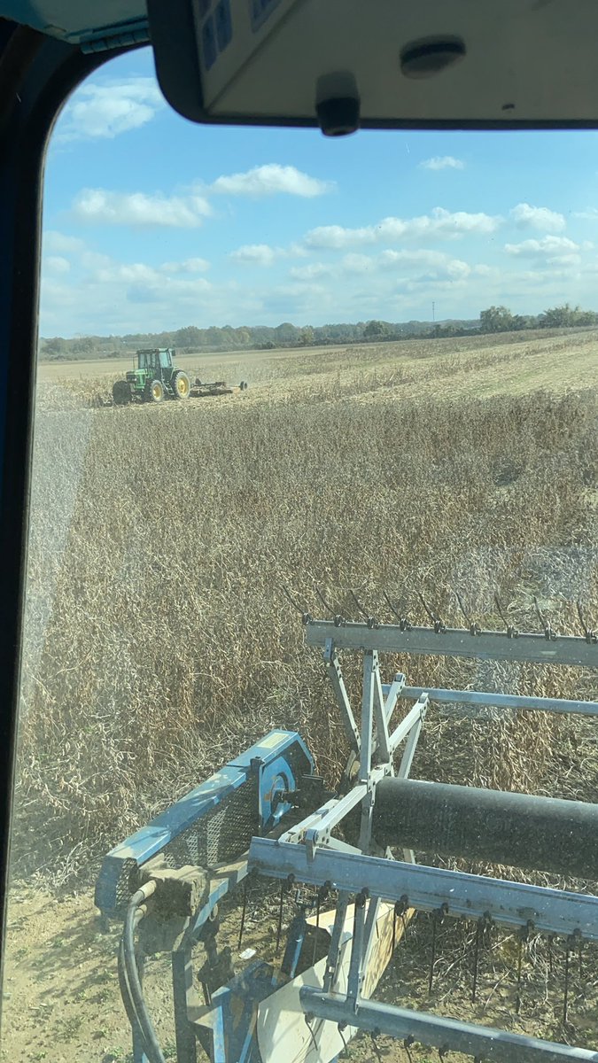 Mowing down corn stalks and combining research plots 👌