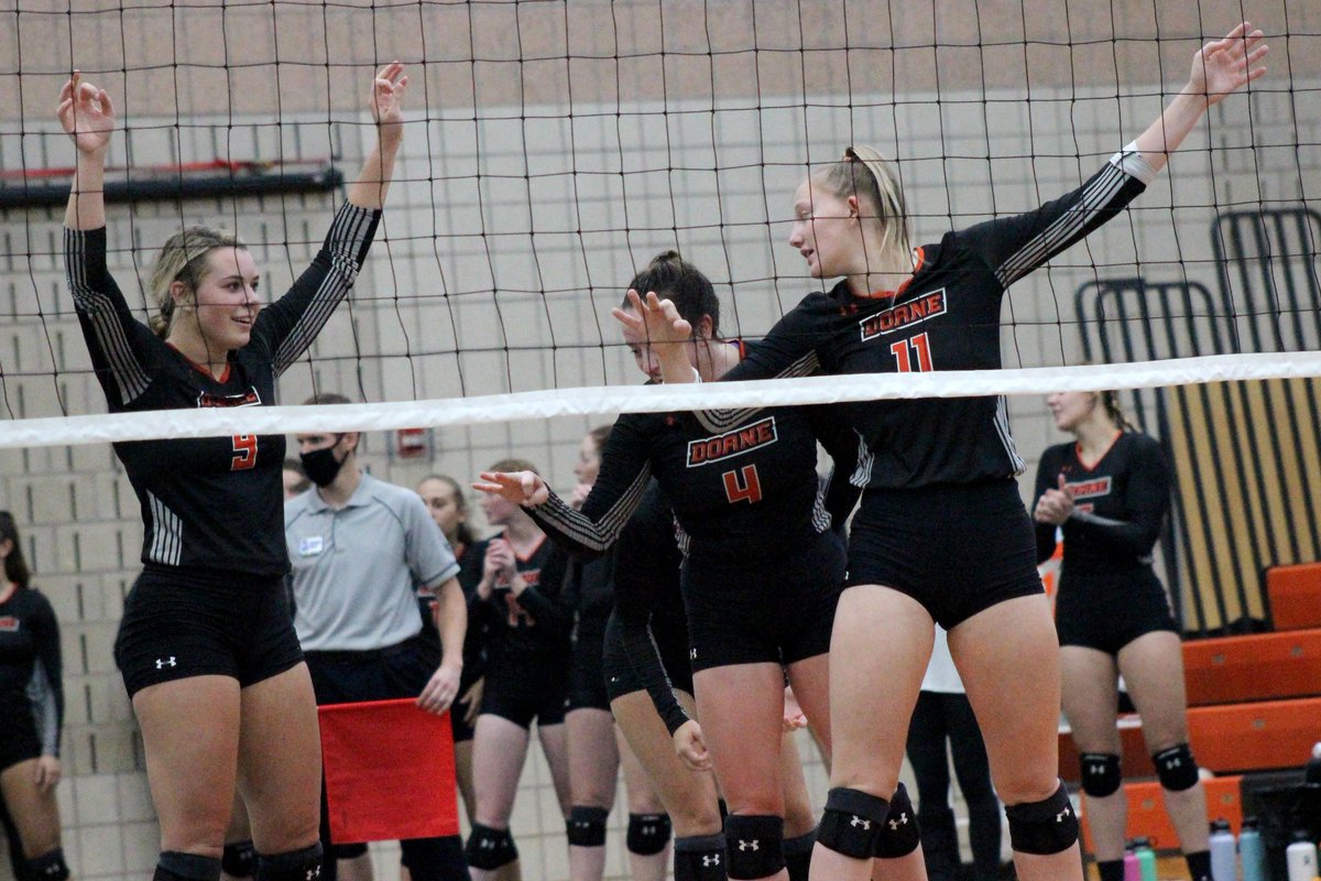 #DoaneVB placed 3 on the all-conference list just announced moments ago... and it happens to be these three found in one picture. Congrats Gabby, Jaime, &amp; Genna!

more to come...