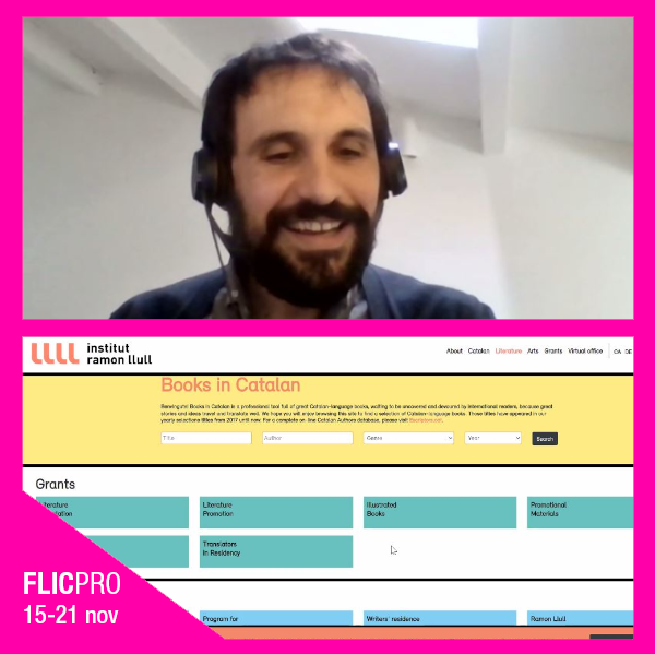 flicfestival's tweet photo. 🖊️ The publishers participating in the #FLICPROOnline have been able to learn about the translation grants offered by @IRLlull , with @carles_navac from the Literature and Humanities Department of #IRLlull.📌 You can watch it again in the virtual space of FLIC PRO Online! #Readon https://t.co/o7Gh9FwRpy