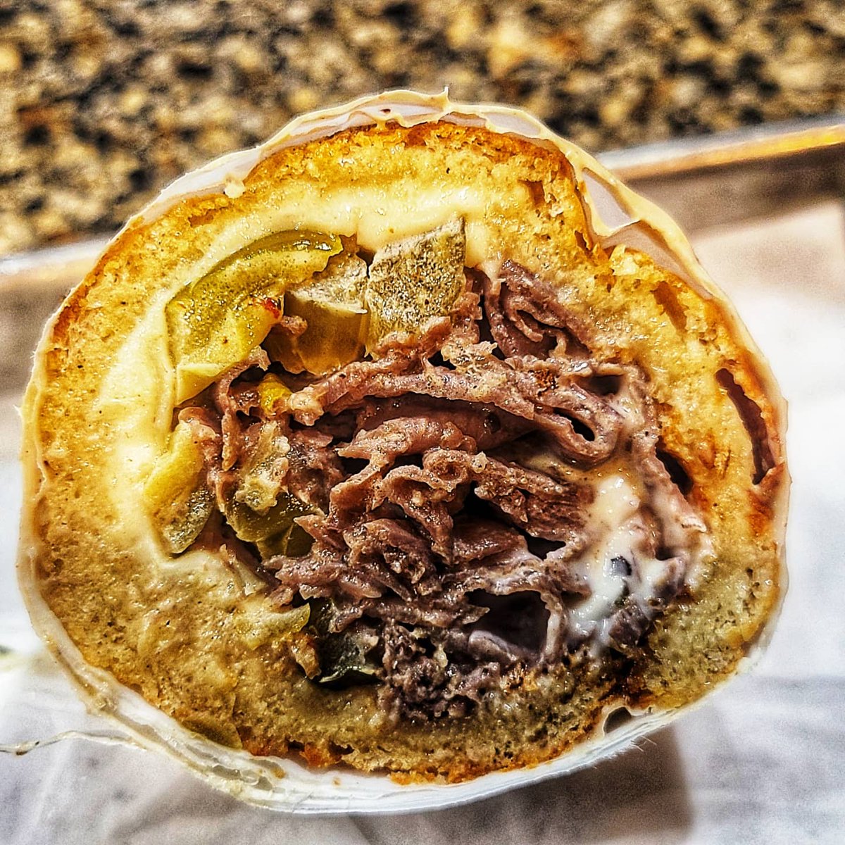 KcPickleman's tweet photo. Italian Beef!!! Beef Shoulder, Provalone, Giardiniera Peppers, and a well prepared A'jus makes one of the best sandwiches known to man! YUMMO #Sandwich #kansascity #westportkc #downtownkc #waldokcmo #kcfoodie #picklemansgourmetcafe https://t.co/7n30iiSzy3
