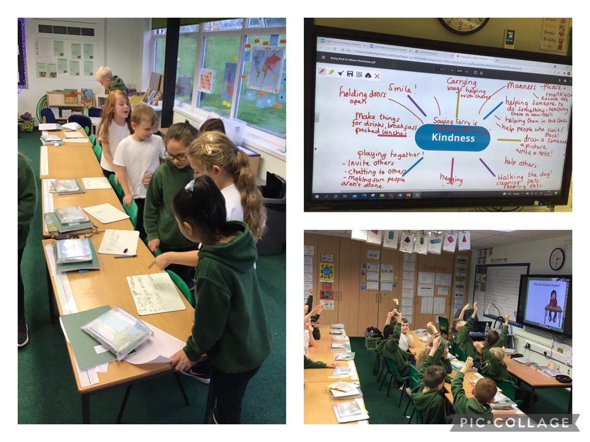 BgYear3's tweet photo. #AntiBullyingWeek Today we have been exploring bullying as part of anti bullying week and discussing how we can help spread kindness and kind words and make everyone feel happy 😃 I loved their kind words and ideas of how to spread kindness. https://t.co/VYKsR2CsAI