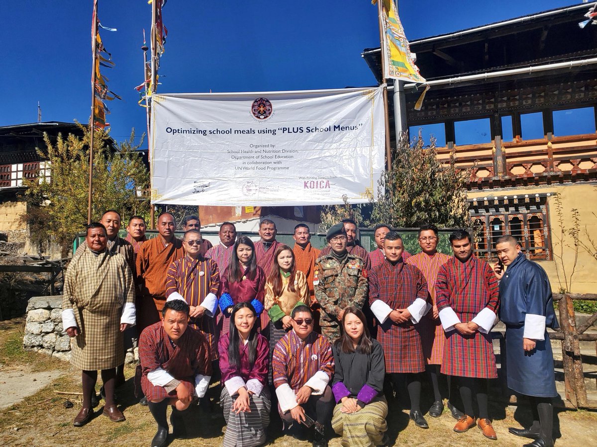WFP_Bhutan's tweet photo. WFP with the Ministry of Education, @MoHBhutan, @moafbhutan, &amp; Haa Dzongkhag conducted a 4-day workshop on the PLUS School Menus digital tool.

The workshop facilitates the roll-out of the digital tool across the Haa district, potentially benefiting over 3,226 children.

#KOICA🇰🇷 https://t.co/hpu5GSOxd5