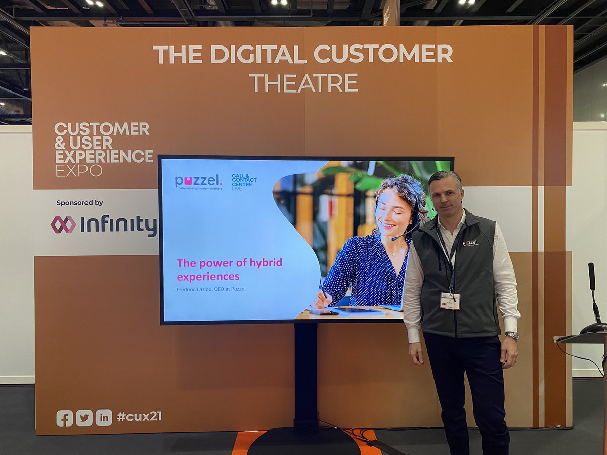 The Power of Hybrid Experiences by Frederic Laziou (CEO, @Puzzelsolutions) will be starting shortly over at The Digital Customer Theatre at #CUXexpo21