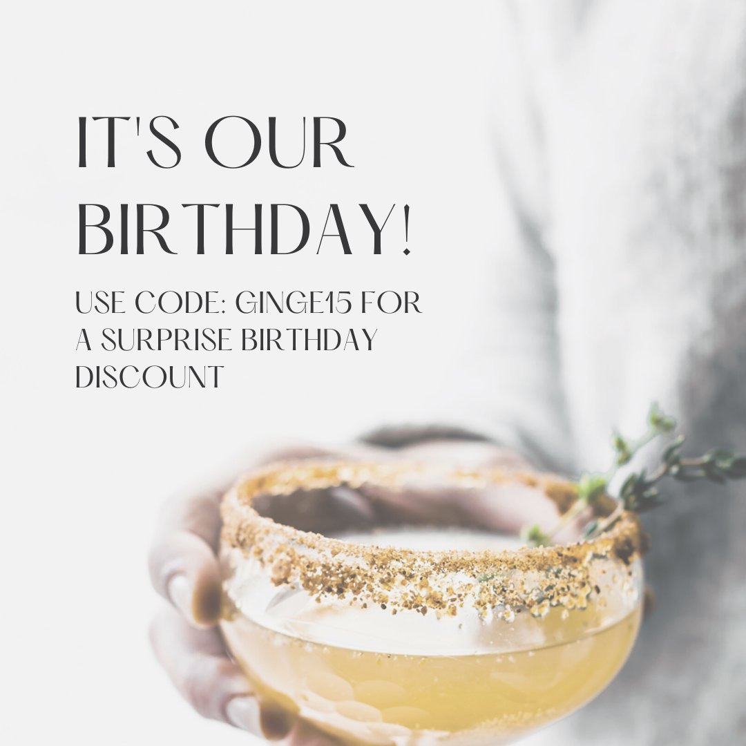 WE ARE ONE 🥳 Use code GINGE15 at checkout to get your very own SURPRISE BIRTHDAY DISCOUNT today!