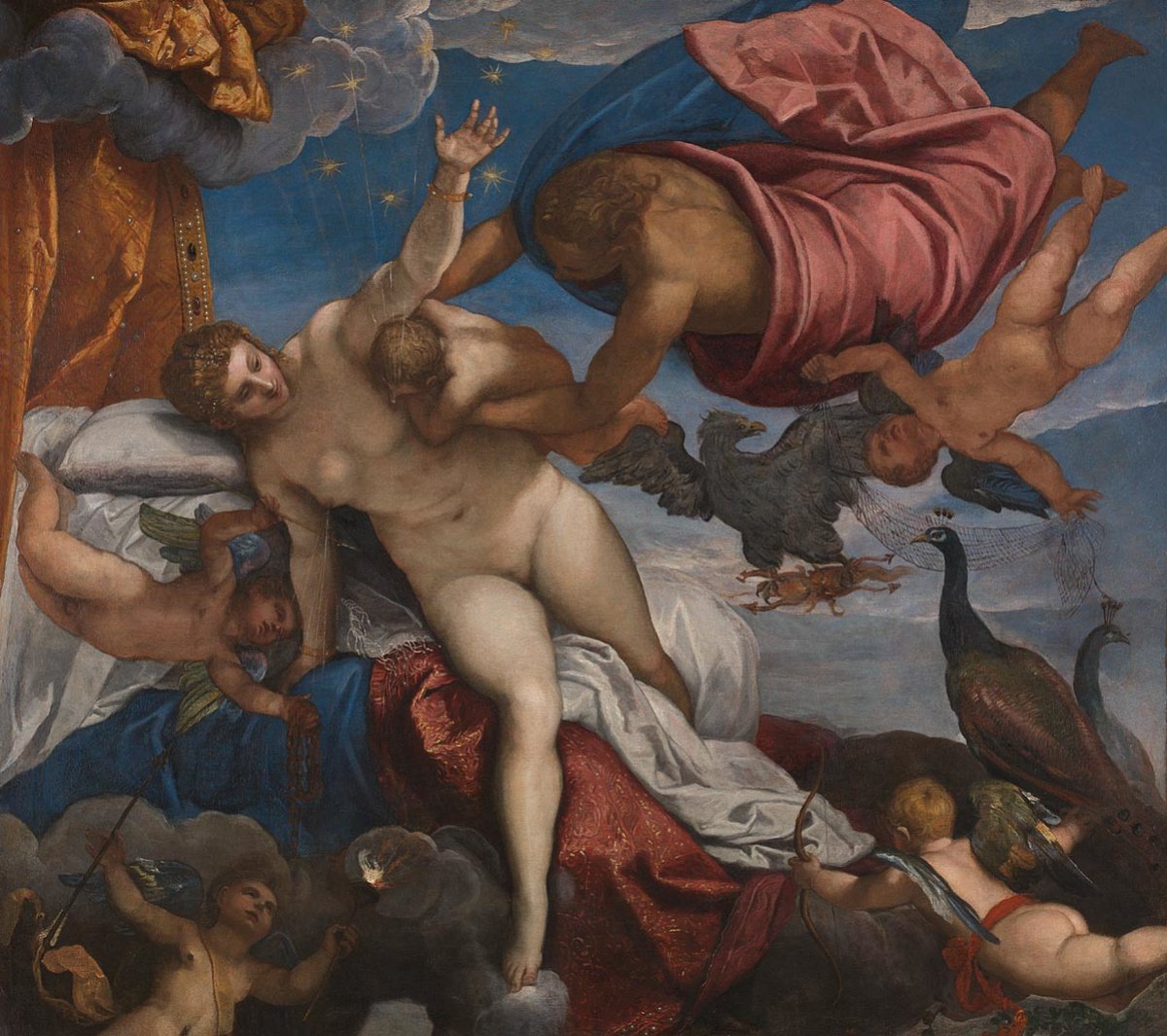 NationalGallery's tweet photo. Visit Room 10 and you'll find Tintoretto's 'The Origin of the Milky Way'. ✨

A stunning composition depicting Jupiter holding the infant Hercules to the breast of his sleeping wife Juno, whose milk spurts upwards to form the Milky Way: https://t.co/tpQb7LfwFn https://t.co/9EJ3MjaDdx