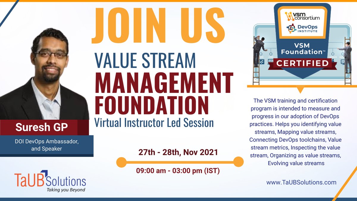 taubsoln's tweet photo. To Register, click on the link below
https://t.co/tK9KBTRGyA...
#TaUBSolutions #VSMF #VSM #VSMFTraining #VSMFCertification #DevOpsInstitute #LeanManagement
@DEVOPSINST @sureshgp https://t.co/GFBvIz30HK