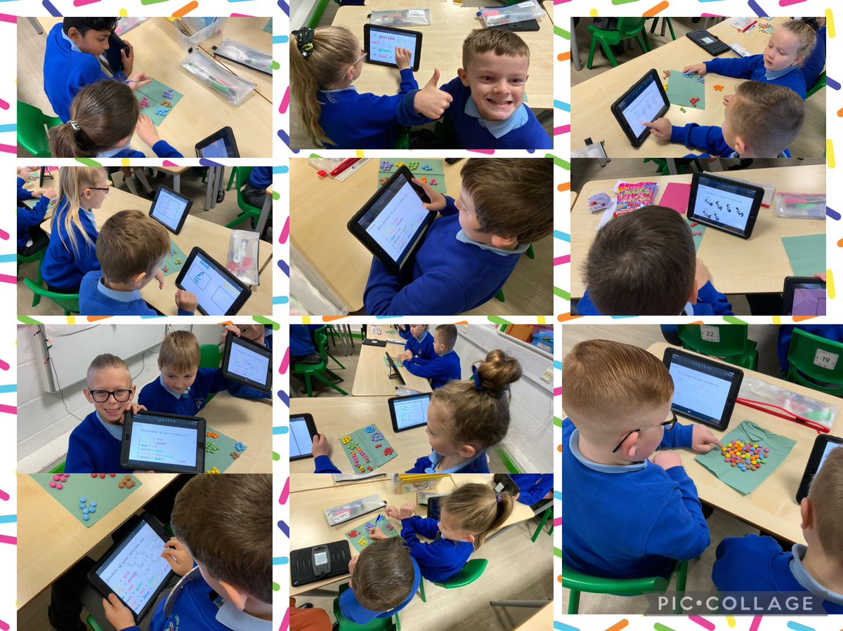 4D have been using Smarties to help with their Fraction learning today! They had to find the fractions of the different colours and see if they could simplify or find any equivalent fractions. They then used this practical learning to add fractions together