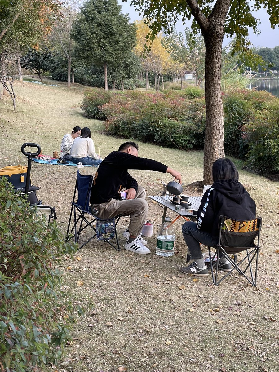 CathayanC's tweet image. 天气好，到公园里晒太阳🌞的不少。