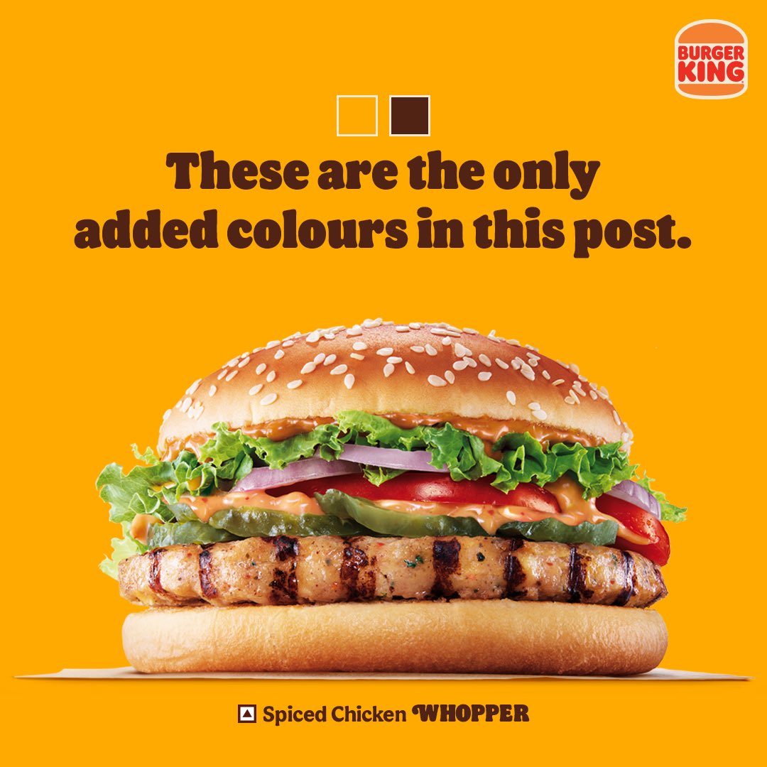 burgerkingindia's tweet photo. Objects in the post are even more real than they appear. They contain no artificial colours or synthetic flavours.
.
.
.
#BurgerKing #Whopper #NoAddedColours #Pantone https://t.co/qGyadyW1jn