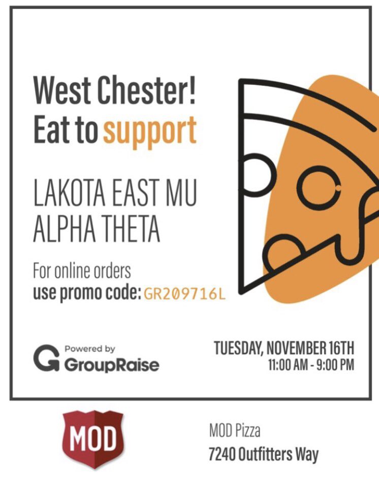MOD Pizza Fundraiser today!!