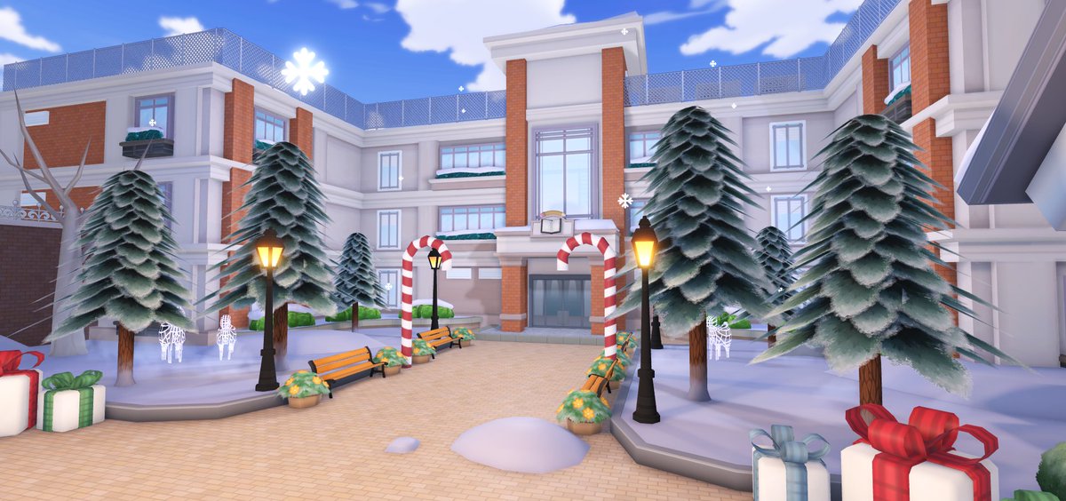 Catterpity's tweet photo. Here's Wintry School Plaza for Gacha Online 🌨 ❄️

#Roblox #RobloxDev https://t.co/gGnwP58O7F