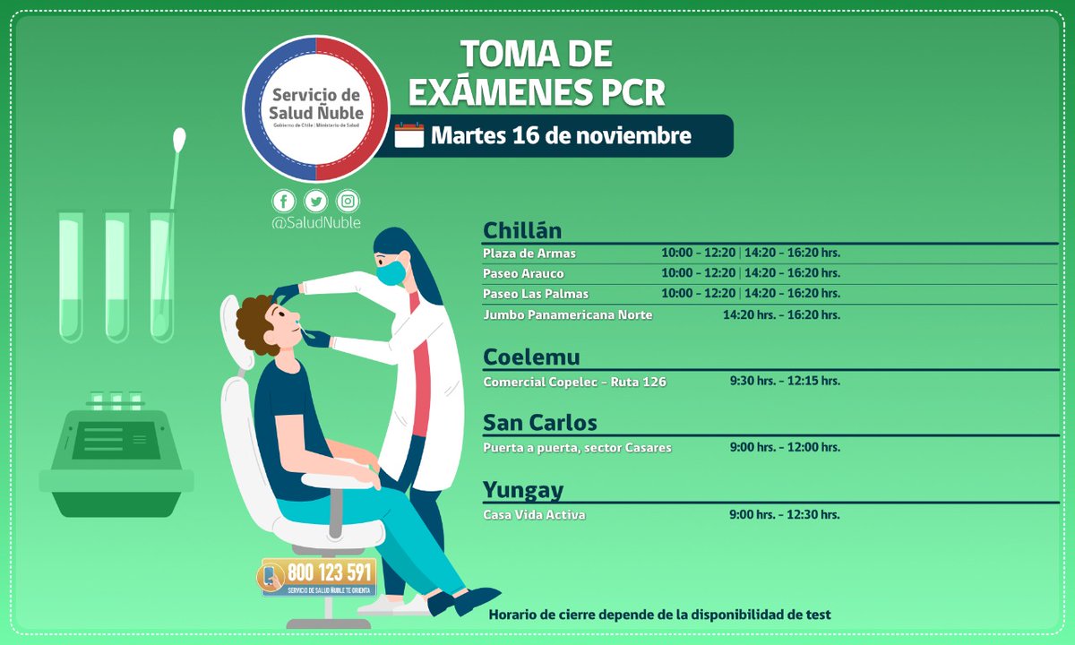 SaludNuble's tweet photo. ¡Seguimos buscando activamente los casos de #Covid_19‼️
📍Nuestros equipos siguen en terreno para detectar a tiempo posibles contagios de coronavirus.
Acércate a uno de los puntos disponibles y hazte el examen👇
#SigamosCuidándonos https://t.co/brGTPflD8T