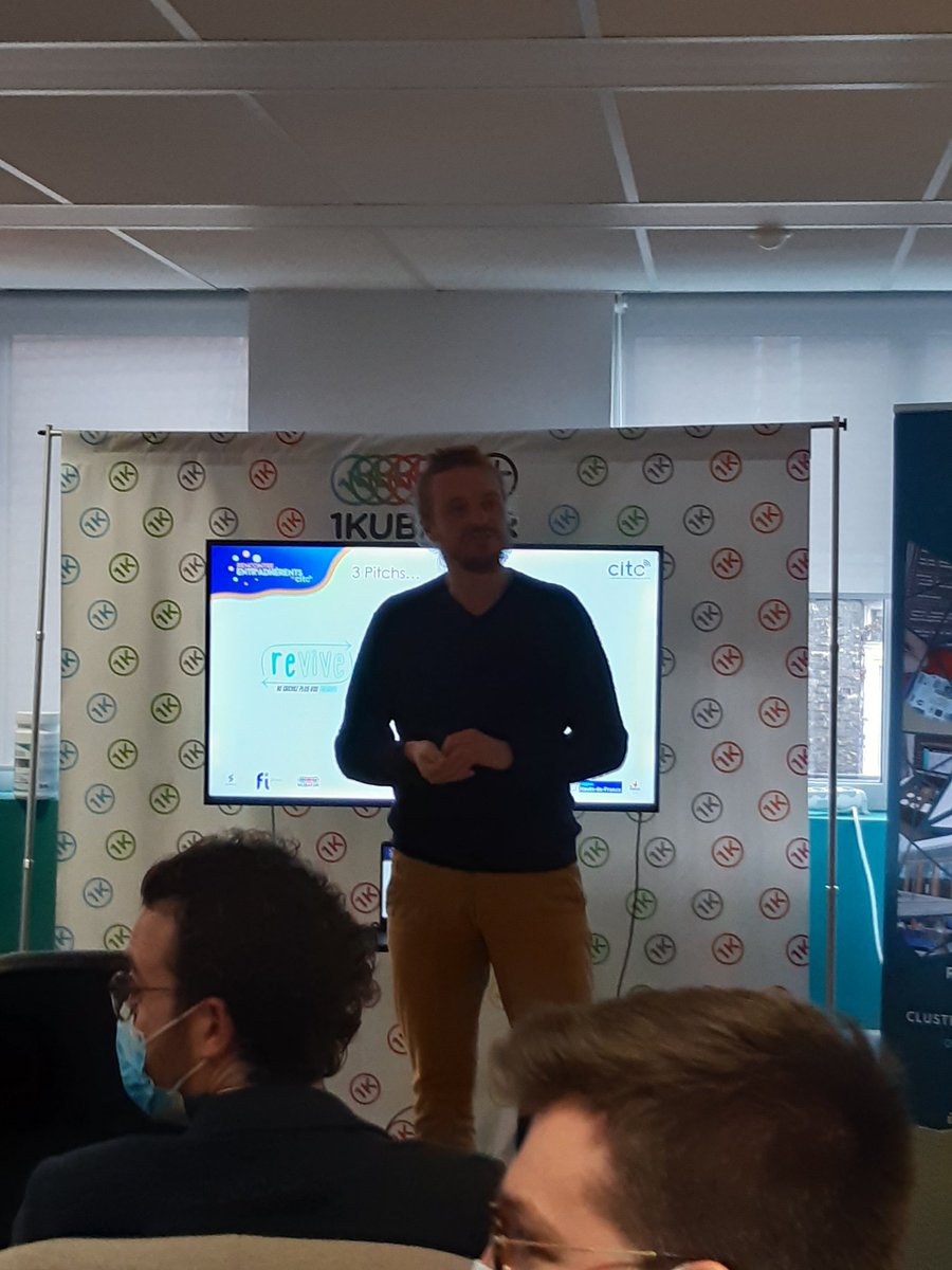 IOTcluster's tweet photo. Go ! Les #startups de @1kubatorL se lancent ! Revive, B'kuend et Eytos pitchent devant nos adhérents 👏👏 ils évoquent une seconde vie aux objets #realiteaugmentée #economiecirculaire #Industrie #environnement https://t.co/ItJ90n63Rr