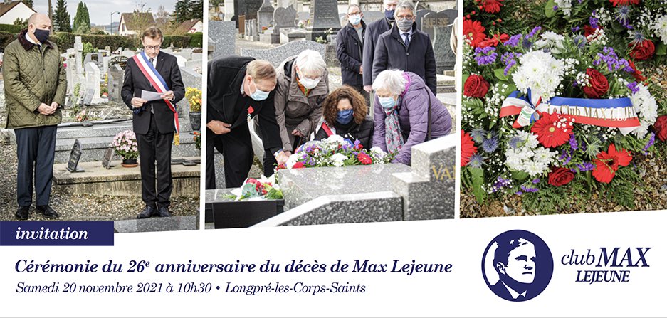 ClubMaxLejeune's tweet photo. Cérémonie du 26e anniversaire du décès de Max Lejeune : ce samedi 20 novembre à 10h30, au cimetière de Longpré-les-Corps-Saints puis à la salle polyvalente pour un pot de l'amitié (𝐑𝐒𝐕𝐏 𝐜𝐨𝐧𝐭𝐚𝐜𝐭@𝐜𝐥𝐮𝐛-𝐦𝐚𝐱.𝐨𝐫𝐠 𝐨𝐮 𝟎𝟔.𝟒𝟒.𝟗𝟕.𝟔𝟎.𝟖𝟖) https://t.co/J232oF7mFD