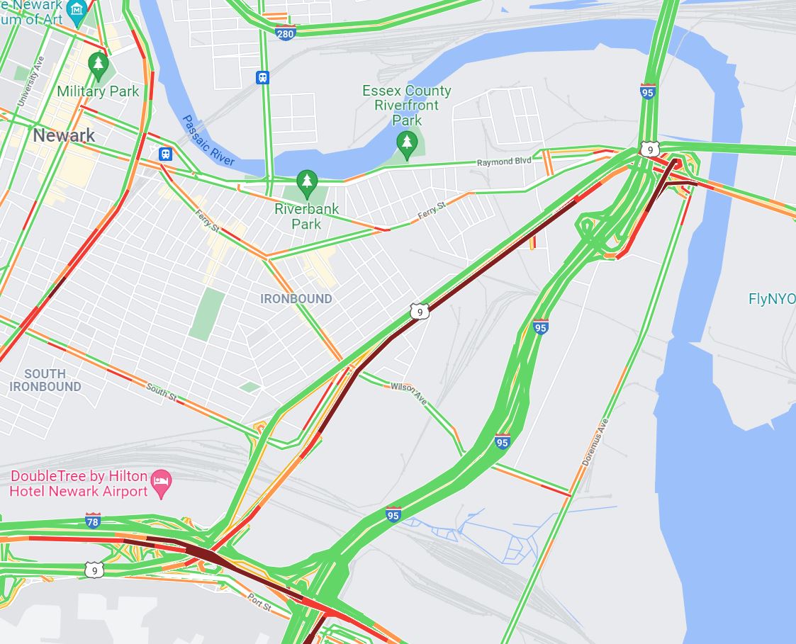1010stewart's tweet photo. #NJ #Kearny...NB Truck Route 1/9 at the #HackensackRiverBridge (#Kearny) disabled tractor-trailer right lane blocked. @skywayrehab @1010WINS @WINSTRAFFICNYC @googlemaps https://t.co/IIgo5oa0cS