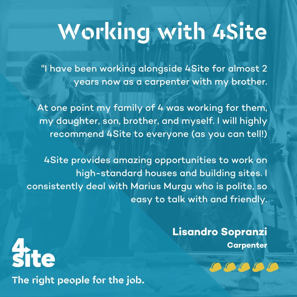 👷⭐️ 4Site Candidate Testimonial ⭐️👷
 
Check out how 4Site will help build stronger partnerships and achieve better outcomes for everyone: bit.ly/3vXGBVd

#4Site #ConstructionUK #ConstructionRecruitment #CandidateExperience #Testimonial #Carpenter #Carpentry