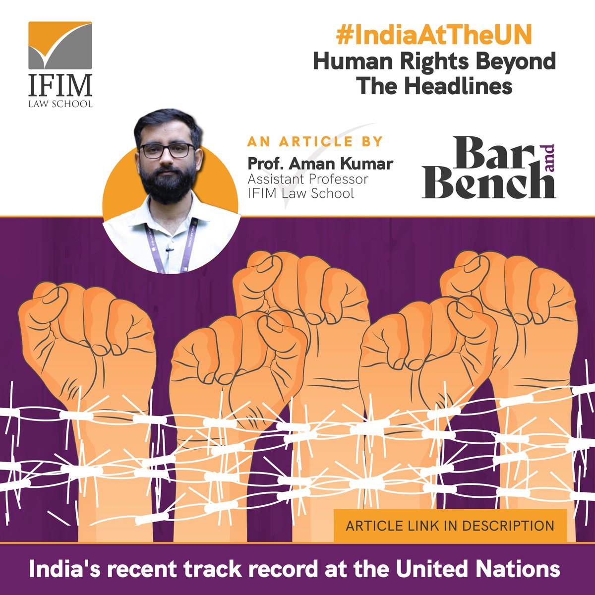 IFIMLawSchool's tweet photo. Prof. Aman Kumar writes in @barandbench discussing #India's stand on #humanrightsissues at the just-concluded session of #humanrightscouncil and #sixthcommittee of the #UNSC.

https://t.co/1yhpvq0MxC https://t.co/ta5teH0l8t
