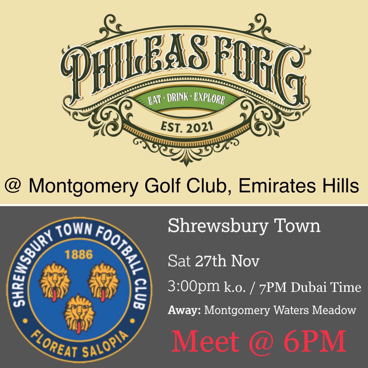 Come and watch <a href="/CAFCofficial/">Charlton Athletic FC</a> on Saturday 27th <a href="/phileasfoggs/">ℙ𝕙𝕚𝕝𝕖𝕒𝕤 𝔽𝕠𝕘𝕘𝕤</a>.xyz  against <a href="/shrewsburytown/">Shrewsbury Town FC</a> with special guest and club legend @johnrobinson6532 #dubaiaddick #cafc